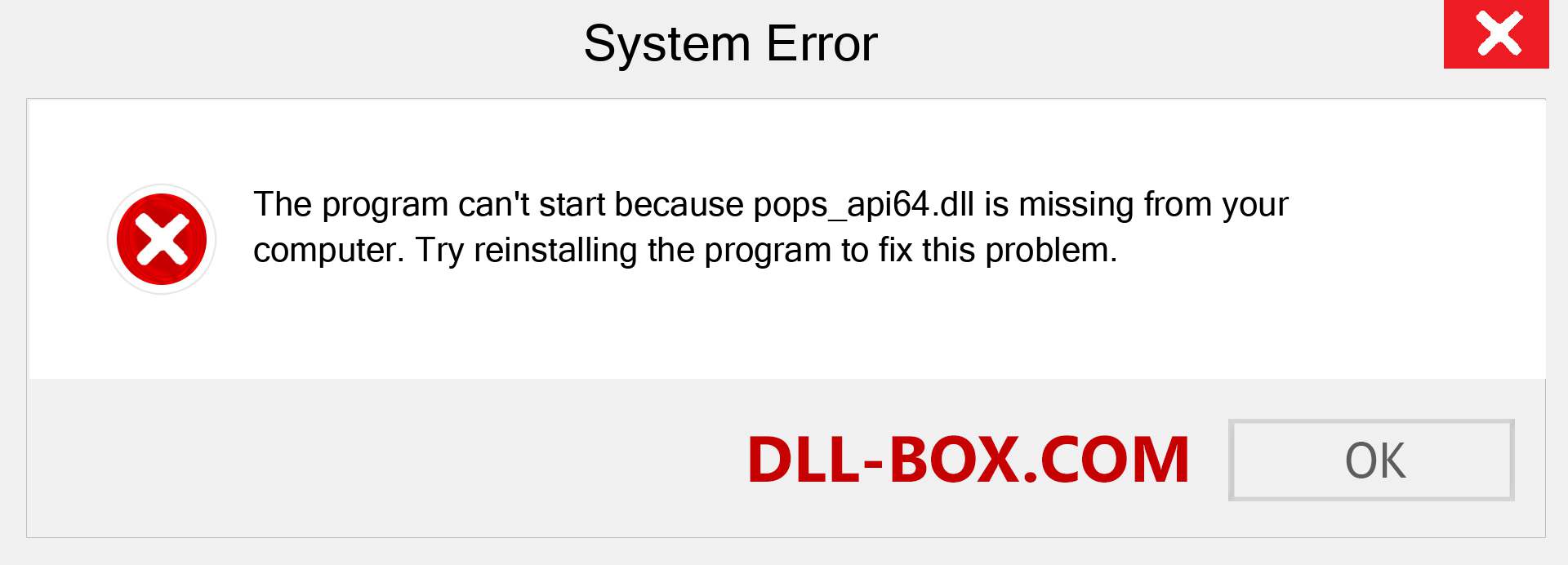  pops_api64.dll file is missing?. Download for Windows 7, 8, 10 - Fix  pops_api64 dll Missing Error on Windows, photos, images